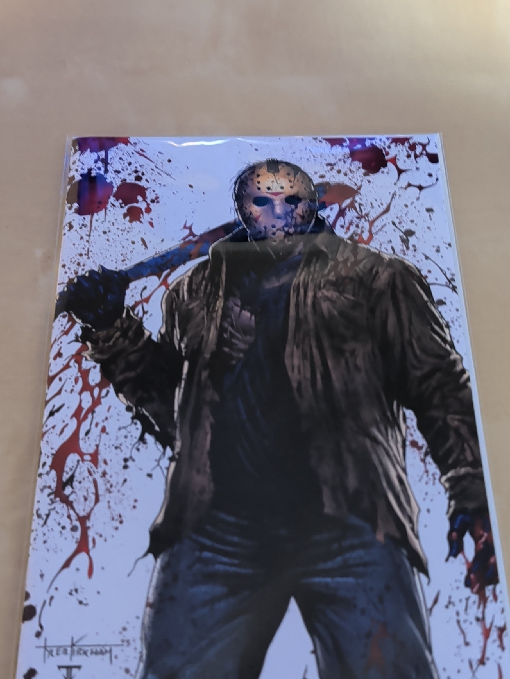 VOORHEES WHITE - BIRTH OF A SLASHER #1 KIRKHAM BATTLE DAMAGE VARIANT Comic Con